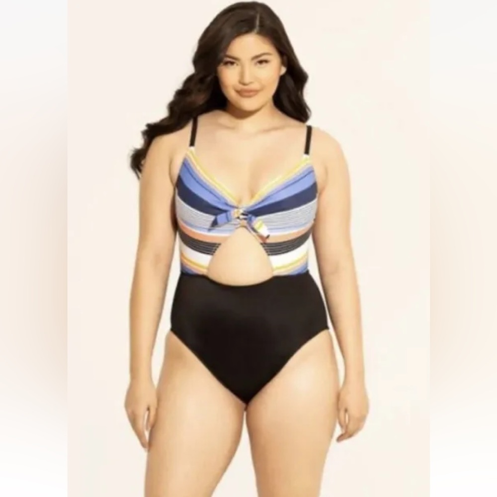 Beach Betty by Miracle Brands Tie Front One-Piece Swimsuit XL *NWT*
